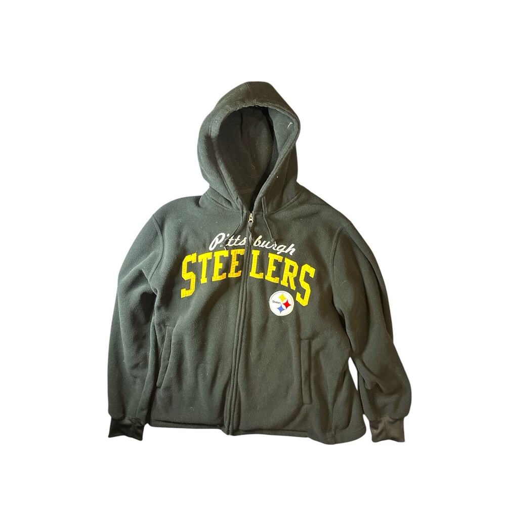 Y2K Pittsburgh Steelers NFL Zip Up Hoodie Size XL fully embroidered